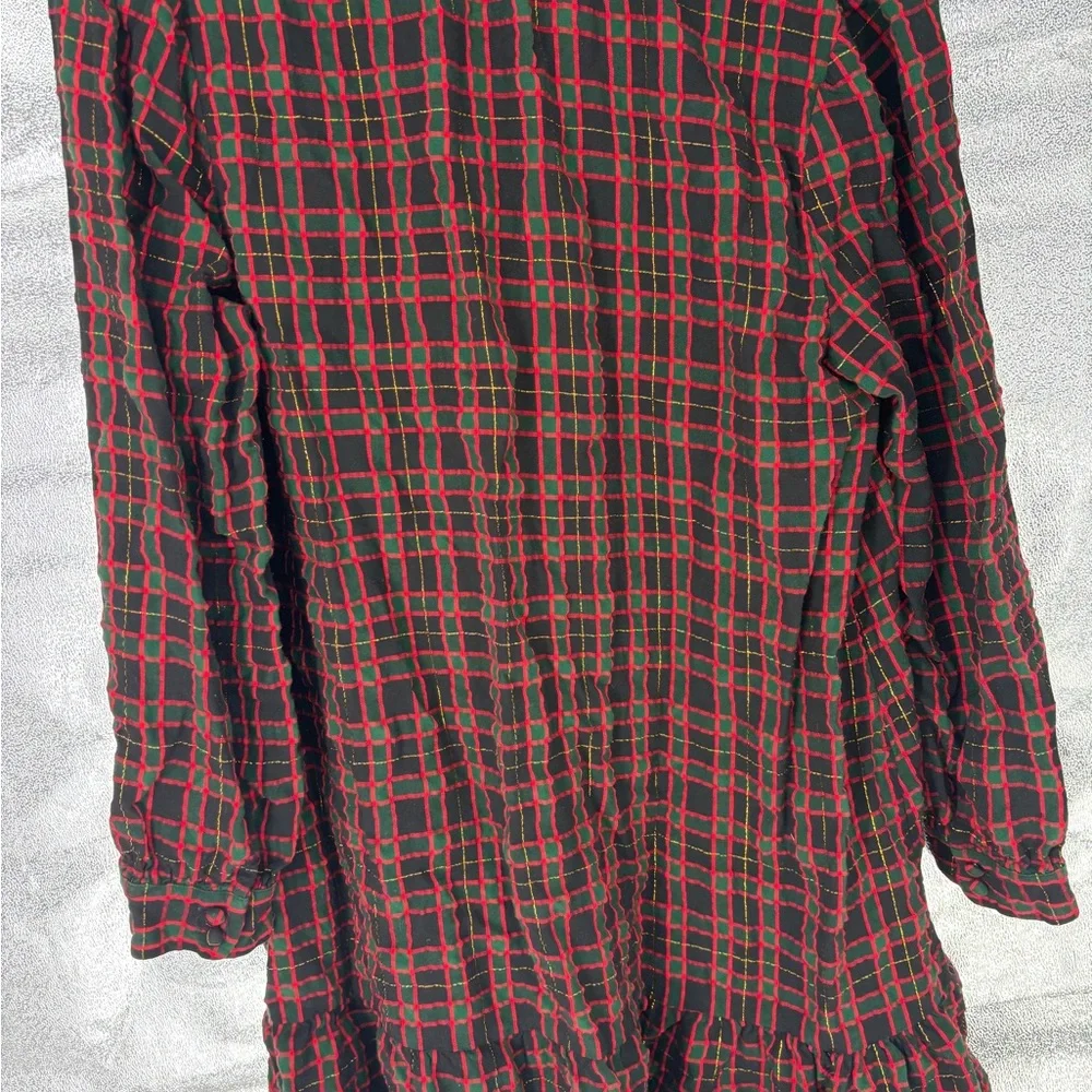 Loft Long Sleeve Holiday Plaid Shirt Dress